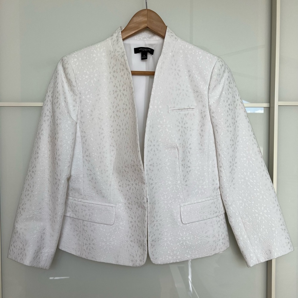 Ann Taylor White Eyelet Blazer